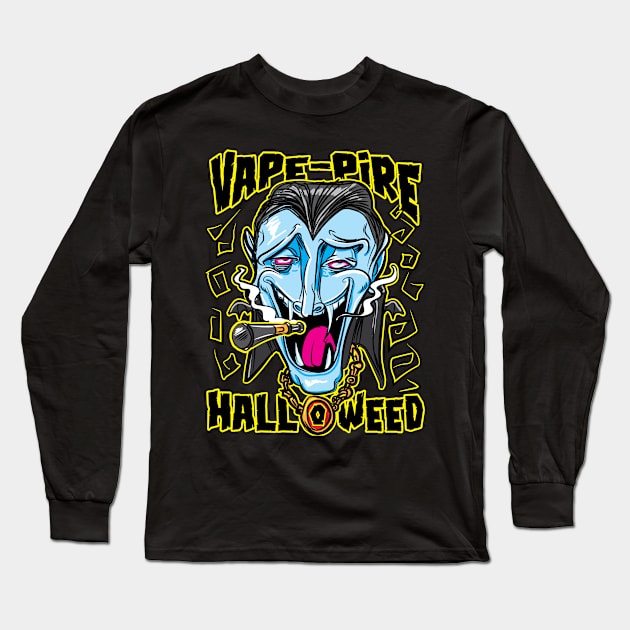 Happy Halloweed with Count Vape-ula the Vape-pire Long Sleeve T-Shirt by eShirtLabs